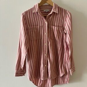 Madewell Red Striped Long Sleeve Shirt
